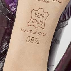 Pre Owned Jimmy Choo Purple Eel Leather Peep Toe Pumps Size 39.5