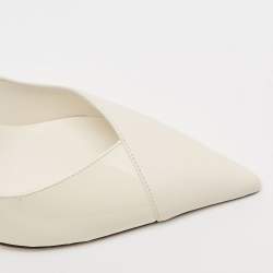 Pre Owned Jimmy Choo White Leather Cass Pointed Toe Pumps Size 38