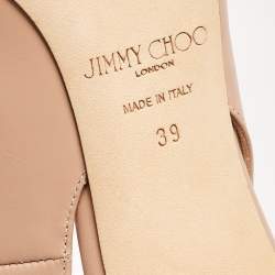 Pre Owned Jimmy Choo Beige Leather Lou Pointed Toe Ankle Strap Pumps Size 39