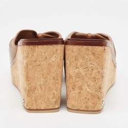 Pre Owned Jimmy Choo Brown Leather Wedge Sandals Size 39.5