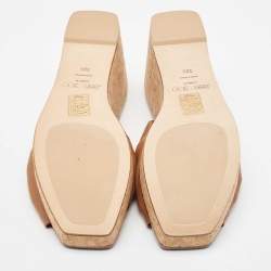 Pre Owned Jimmy Choo Brown Leather Wedge Sandals Size 39.5