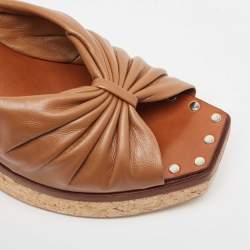 Pre Owned Jimmy Choo Brown Leather Wedge Sandals Size 39.5