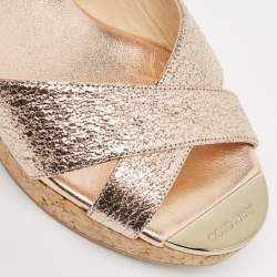 Pre Owned Jimmy Choo Pink Textured Leather Panna Slide Sandals Size 37