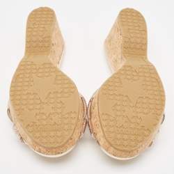 Pre Owned Jimmy Choo Pink Textured Leather Panna Slide Sandals Size 37