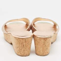 Pre Owned Jimmy Choo Pink Textured Leather Panna Slide Sandals Size 37