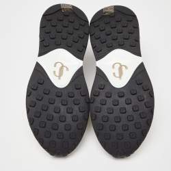 Pre Owned Jimmy Choo Beige Neoprene and Leather Memphis Sneakers Size 41