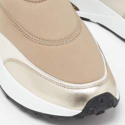 Pre Owned Jimmy Choo Beige Neoprene and Leather Memphis Sneakers Size 41