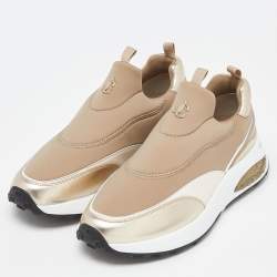 Pre Owned Jimmy Choo Beige Neoprene and Leather Memphis Sneakers Size 41
