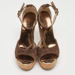 Jimmy Choo Brown Suede Wedge Sandals Size 37
