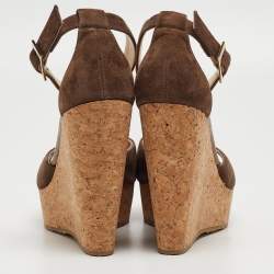 Jimmy Choo Brown Suede Wedge Sandals Size 37
