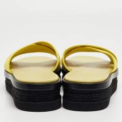 Pre Owned Jimmy Choo Green Canvas Logo Wedge Sandals Size 39