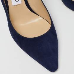 مملوكة مسبقًا Jimmy Choo Navy Blue Suede Romy Pointed Toe Pumps Size 37