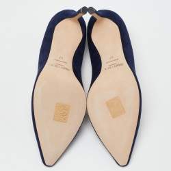 مملوكة مسبقًا Jimmy Choo Navy Blue Suede Romy Pointed Toe Pumps Size 37