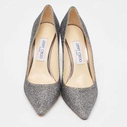 Pre Owned Jimmy Choo Metallic Grey Lurex Fabric Romy Pumps Size 39