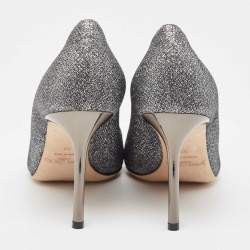 Pre Owned Jimmy Choo Metallic Grey Lurex Fabric Romy Pumps Size 39