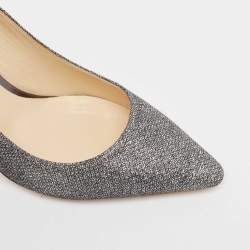 Pre Owned Jimmy Choo Metallic Grey Lurex Fabric Romy Pumps Size 39