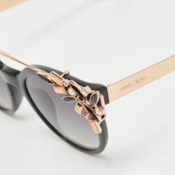 Pre Owned Jimmy Choo Black/Rose Gold Gradient VIV/S 06K9C Crystals Cat Eye Sunglasses