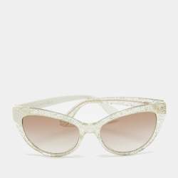 Jimmy Choo White/Black Gradient Glitter Cat Eye Sunglasses