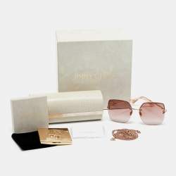 Pre Owned Jimmy Choo Pink/Rose Gold Tavi/N/S DDB3X Square Sunglasses