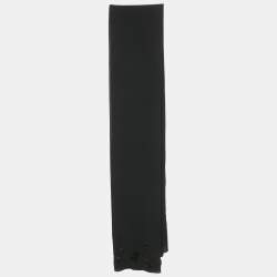Pre Owned Jimmy Choo Black Floral Applique Silk Scarf