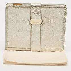Pre Owned Jimmy Choo Silver Textured Foil Leather Flap Tablet Case