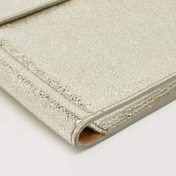 Pre Owned Jimmy Choo Silver Textured Foil Leather Flap Tablet Case