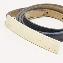 Pre Owned Jimmy Choo Purple Patent Leather Metal Logo Waist Belt 80CM