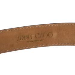 Pre Owned Jimmy Choo Dark Brown Tortoise Patent Leather Slides Belt 103CM