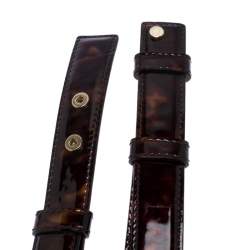 Pre Owned Jimmy Choo Dark Brown Tortoise Patent Leather Slides Belt 103CM