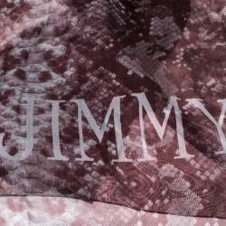 Pre Owned Jimmy Choo Burgundy Snakeskin & Floral Print Silk Scarf