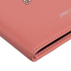 Jimmy Choo Peach Leather Analya Passport Holder