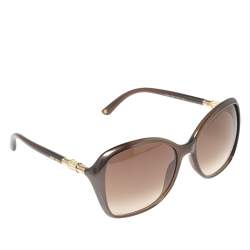 Jimmy Choo Brown Acetate Tina Embellished Gradient Oversized Sunglasses