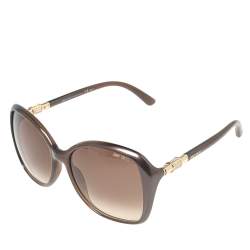 Jimmy Choo Brown Acetate Tina Embellished Gradient Oversized Sunglasses