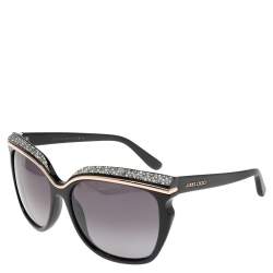 Jimmy Choo Black Sophia/S Crystal Embellished Square Gradient Sunglasses