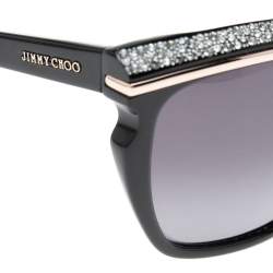 Jimmy Choo Black Sophia/S Crystal Embellished Square Gradient Sunglasses