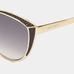 Pre Owned Jimmy Choo Black/Gold Metal Frame Cat Eye Sunglasses