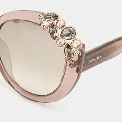 Pre Owned Jimmy Choo Light Brown Gradient Crystals Megan Cat Eye Sunglasses