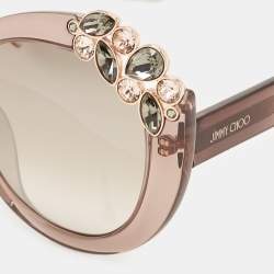 Pre Owned Jimmy Choo Light Brown Gradient Crystals Megan Cat Eye Sunglasses