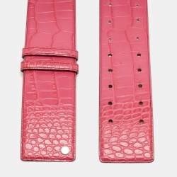 Pre Owned Jimmy Choo Pink Croc Embossed Leather Waist Belt 85 CM