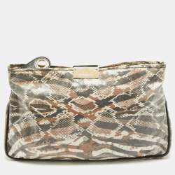 مملوكة مسبقًا Jimmy Choo Tri Color Python Print Patent Leather Derek Clutch