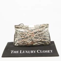 مملوكة مسبقًا Jimmy Choo Tri Color Python Print Patent Leather Derek Clutch