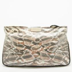 مملوكة مسبقًا Jimmy Choo Tri Color Python Print Patent Leather Derek Clutch