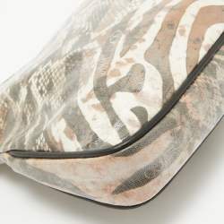 مملوكة مسبقًا Jimmy Choo Tri Color Python Print Patent Leather Derek Clutch