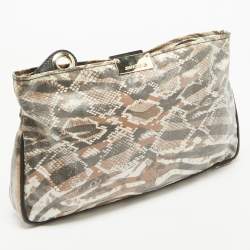مملوكة مسبقًا Jimmy Choo Tri Color Python Print Patent Leather Derek Clutch