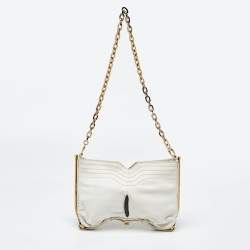 Jimmy Choo White/Black Leather Frame Chain Bag