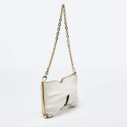 Jimmy Choo White/Black Leather Frame Chain Bag