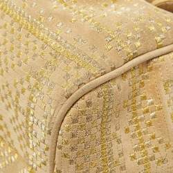 Jimmy Choo Beige Suede and Lurex Riki Tote