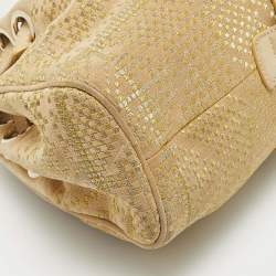 Jimmy Choo Beige Suede and Lurex Riki Tote
