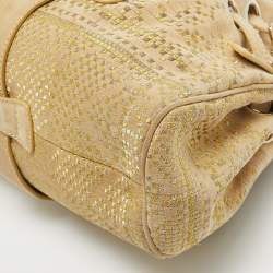 Jimmy Choo Beige Suede and Lurex Riki Tote
