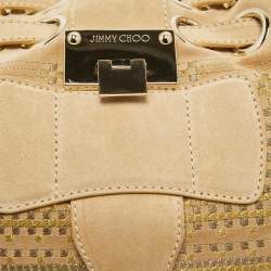 Jimmy Choo Beige Suede and Lurex Riki Tote